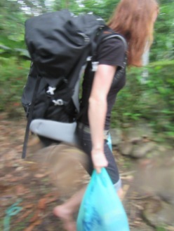 Carrying our luggage up the hill